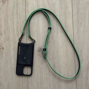 Bandolier Black Phone Case with Green Strap